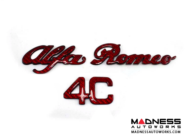 Alfa Romeo 4C Carbon Fiber Engine Cover Emblem - Alfa Romeo in Red